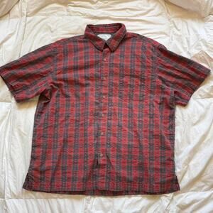 northcrest outdoor red plaid button up casual shirt sz XL gorpcore skater cotton